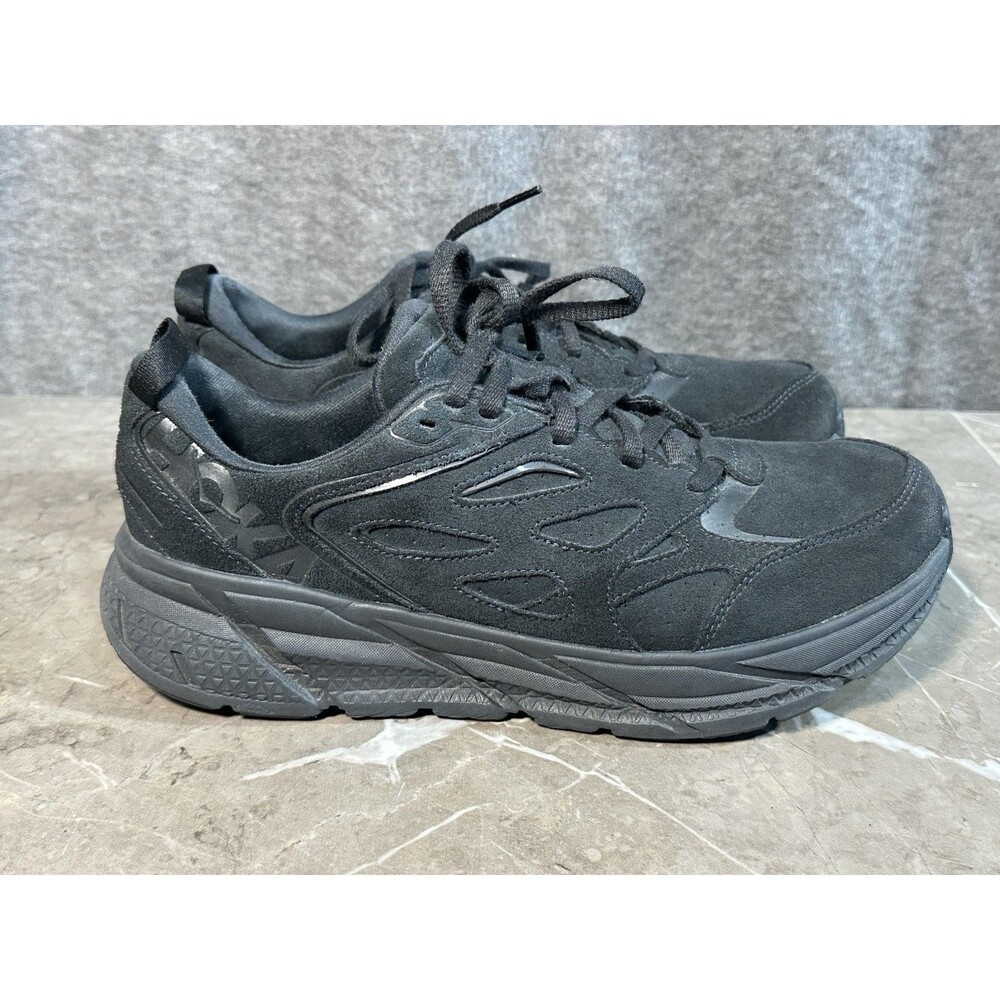 Hoka One Clifton L Sneakers Triple Black Suede Unisex Men’s 11 Women’s 12 B24